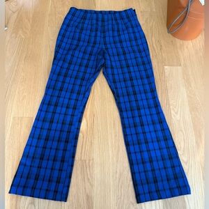 Free People Blue and Black Plaid Cropped Pants